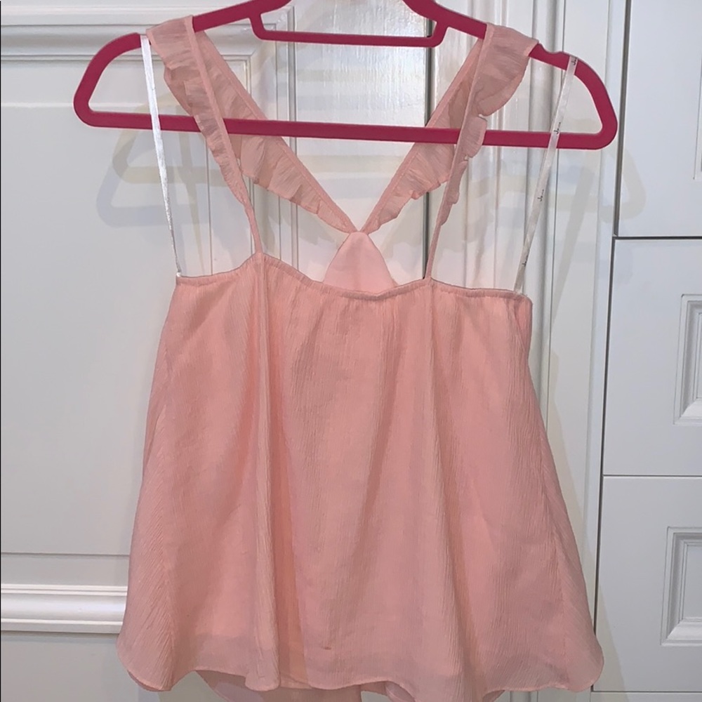 JOA  WORN ONCE Ruffle Sleeveless Pink Tank Top - Picture 6 of 9